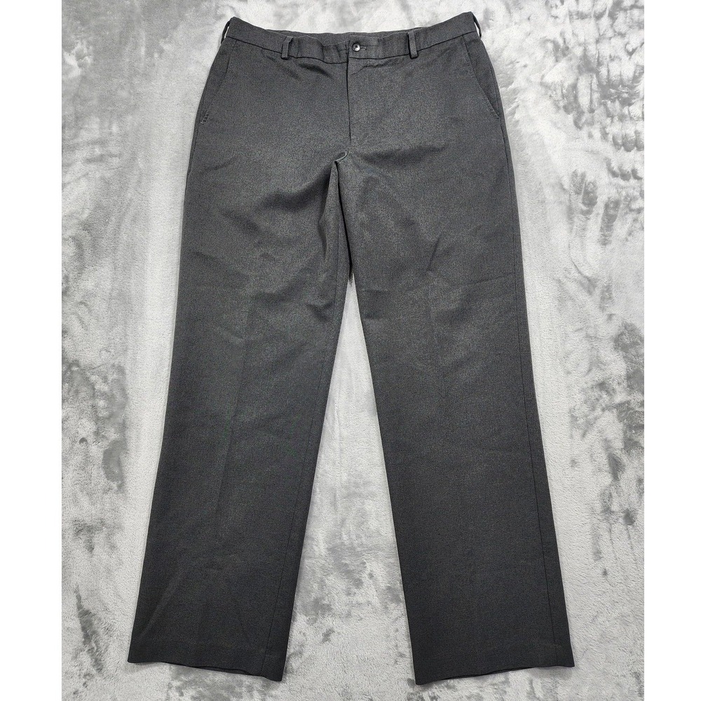 Van Heusen Pants Mens 36x34‎ Gray Dress Flat Front Straight Leg Office Workwear